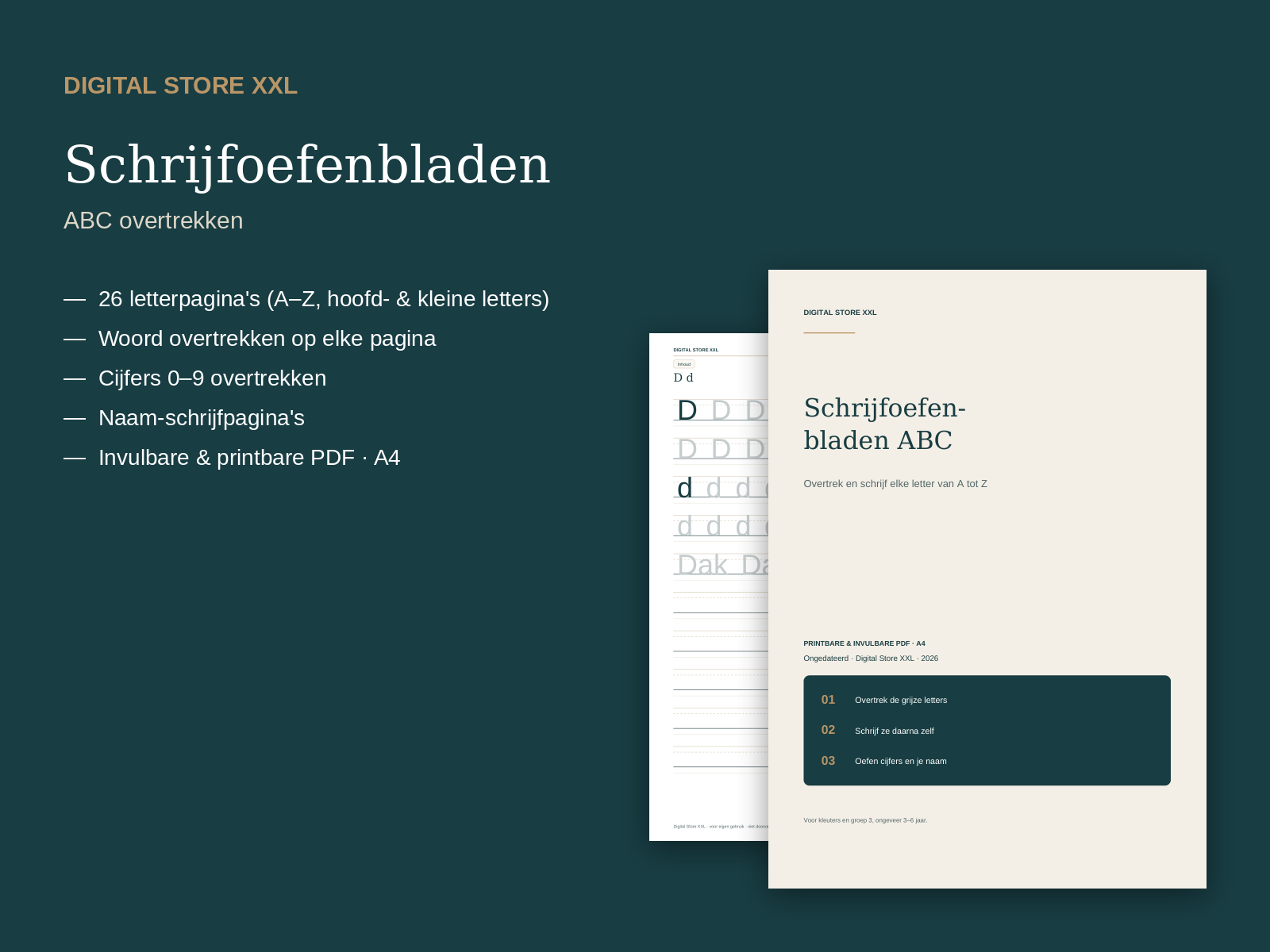 Schrijfoefenbladen ABC
