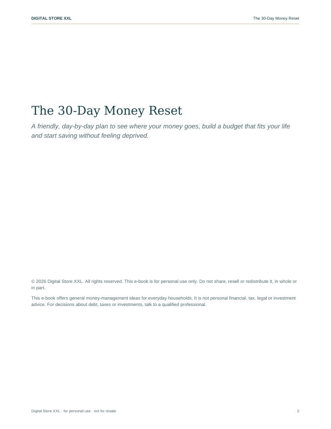 The 30-Day Money Reset — sample page 2