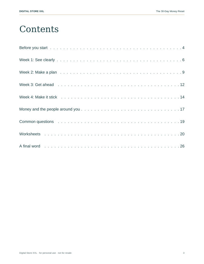 The 30-Day Money Reset — sample page 3