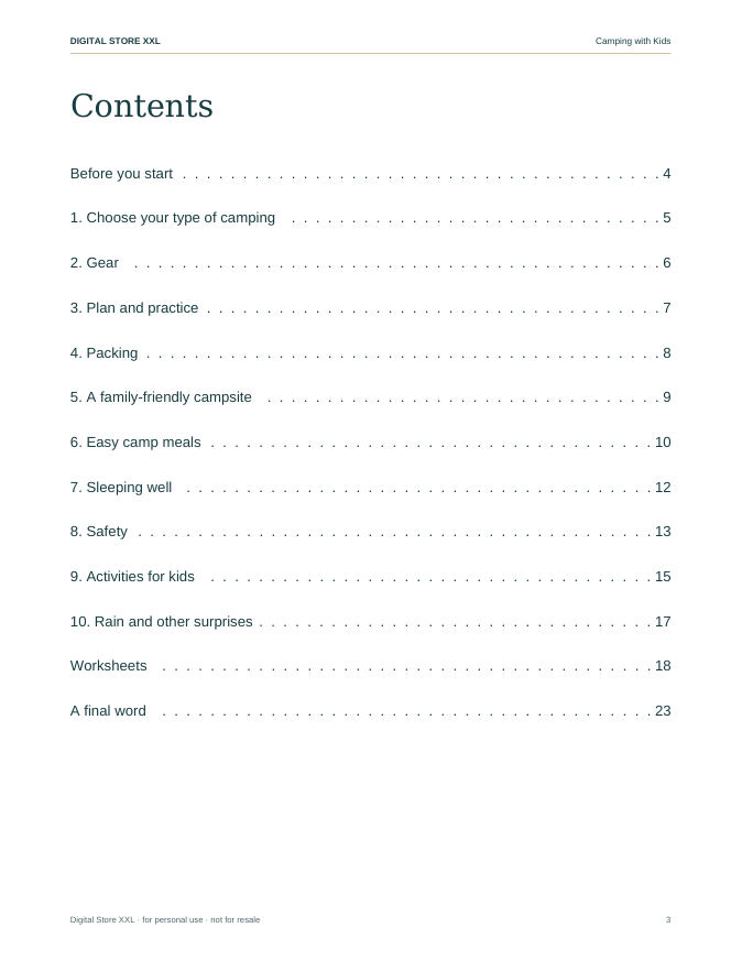 Camping with Kids — sample page 3