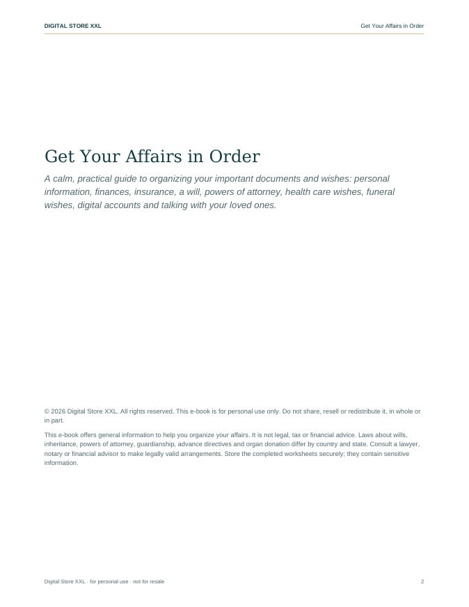 Get Your Affairs in Order — sample page 2