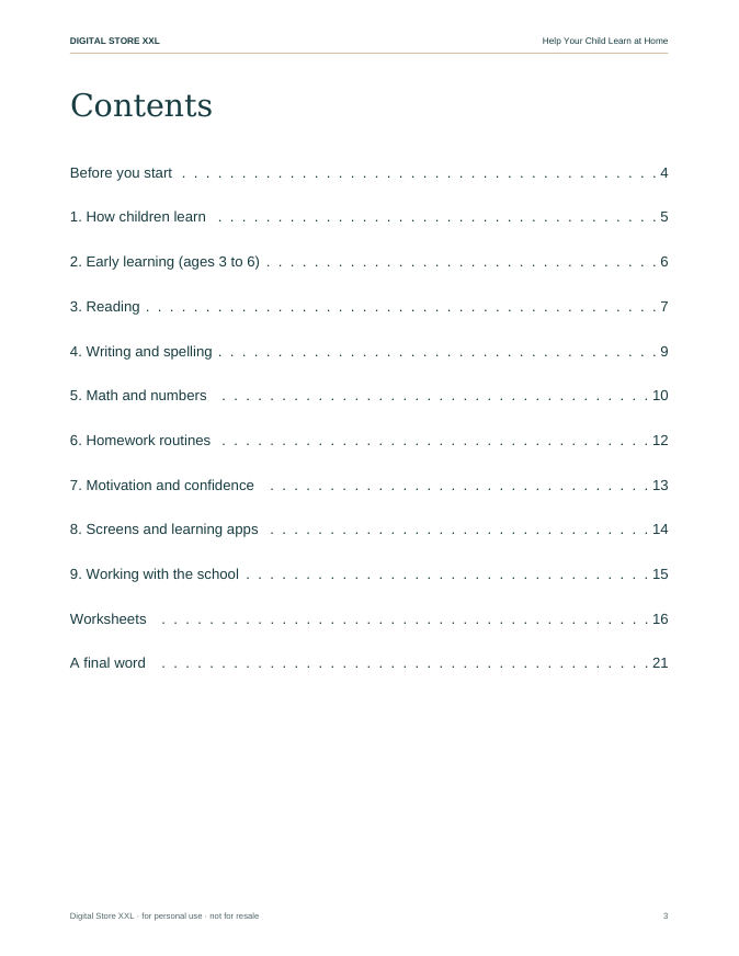 Help Your Child Learn at Home — sample page 3
