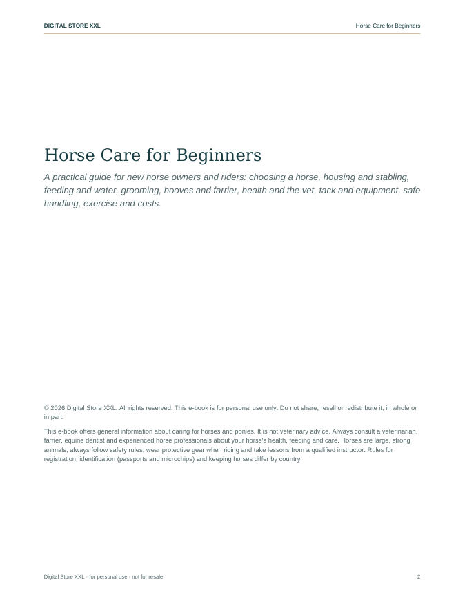 Horse Care for Beginners — sample page 2