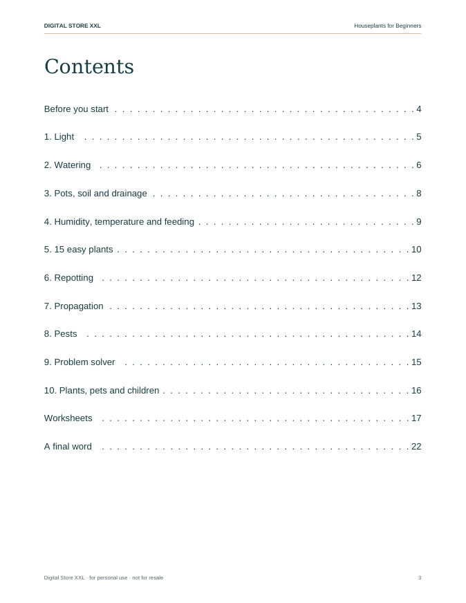 Houseplants for Beginners — sample page 3