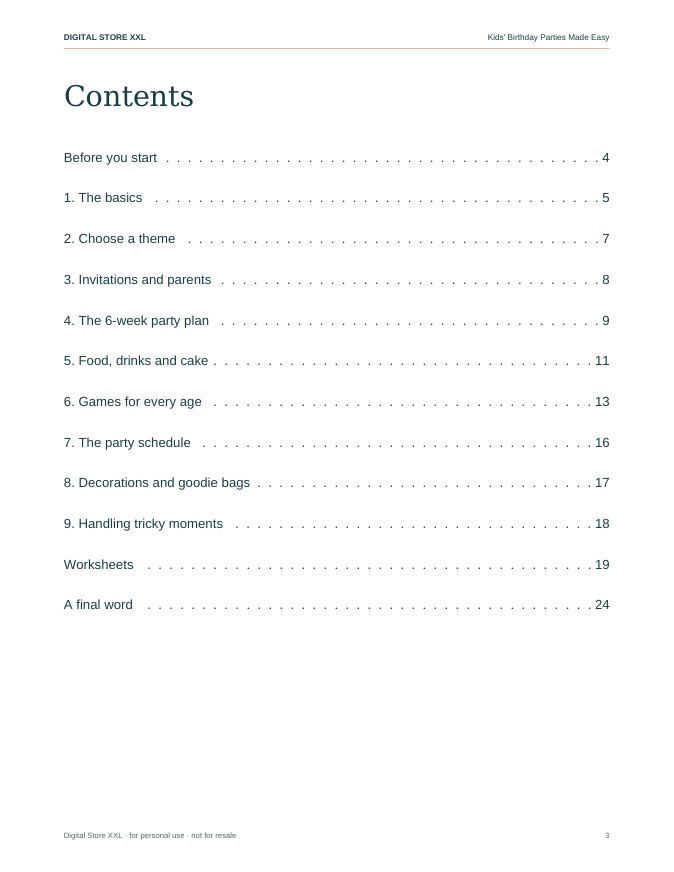 Kids' Birthday Parties Made Easy — sample page 3