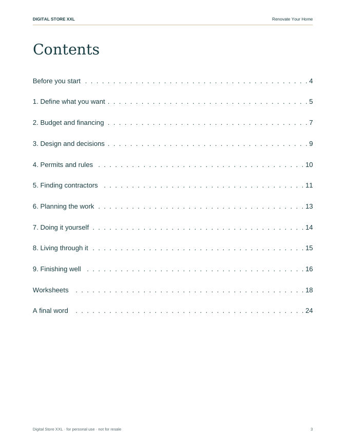 Renovate Your Home — sample page 3