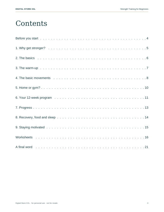 Strength Training for Beginners — sample page 3