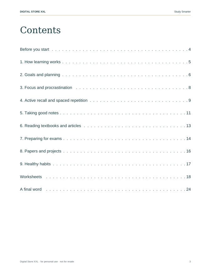 Study Smarter — sample page 3