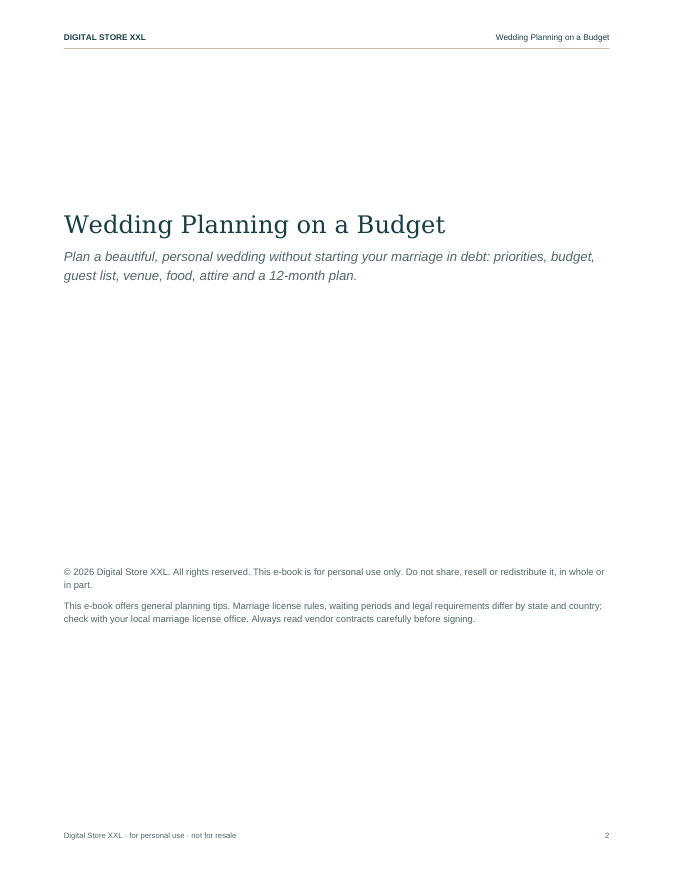Wedding Planning on a Budget — sample page 2