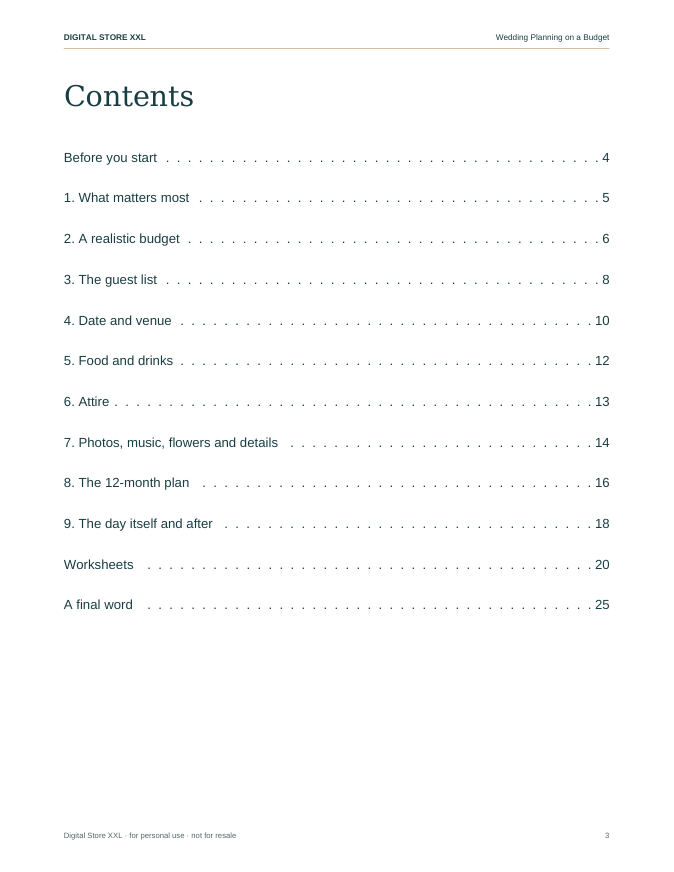 Wedding Planning on a Budget — sample page 3